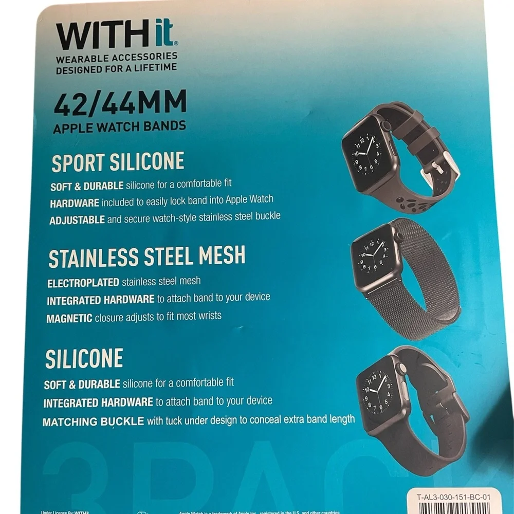 WITHit Apple Watch Bands 3-Pack 42/44MM